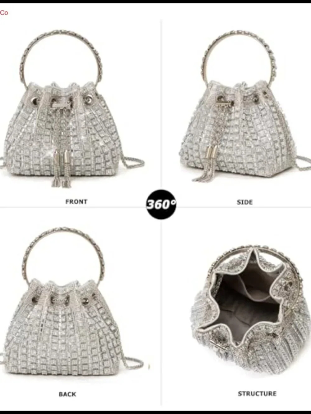 Rhinestone Evening Clutch Purse Detachable Chain Party Bag